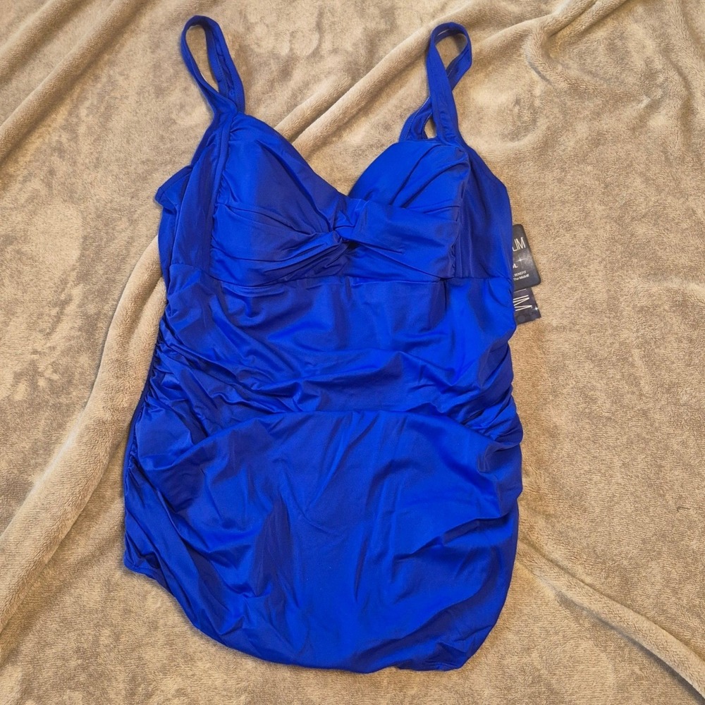 Simply Slim Tummy Control Swimwear Royal Blue Plus Size 3X 22W-24W NWT